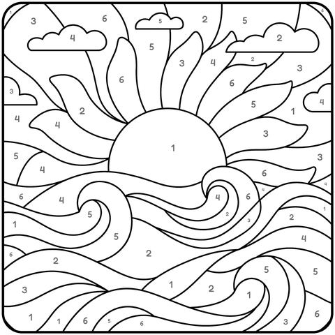Boho Sunset Color by Number for Adults