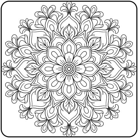 Floral Mandala Coloring Page for Adults