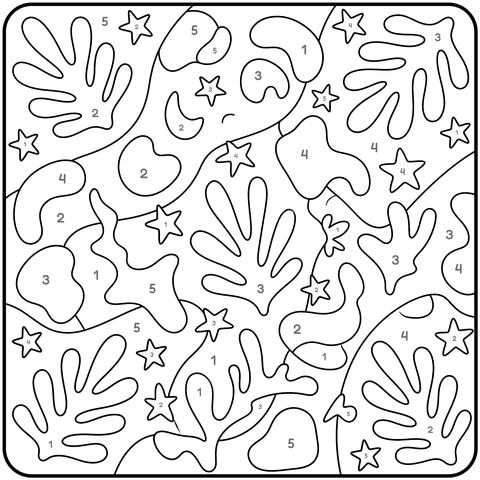 Matisse-Inspired Color by Number Page