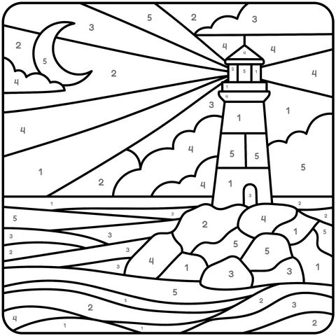 Ocean Lighthouse Color by Number for Adults