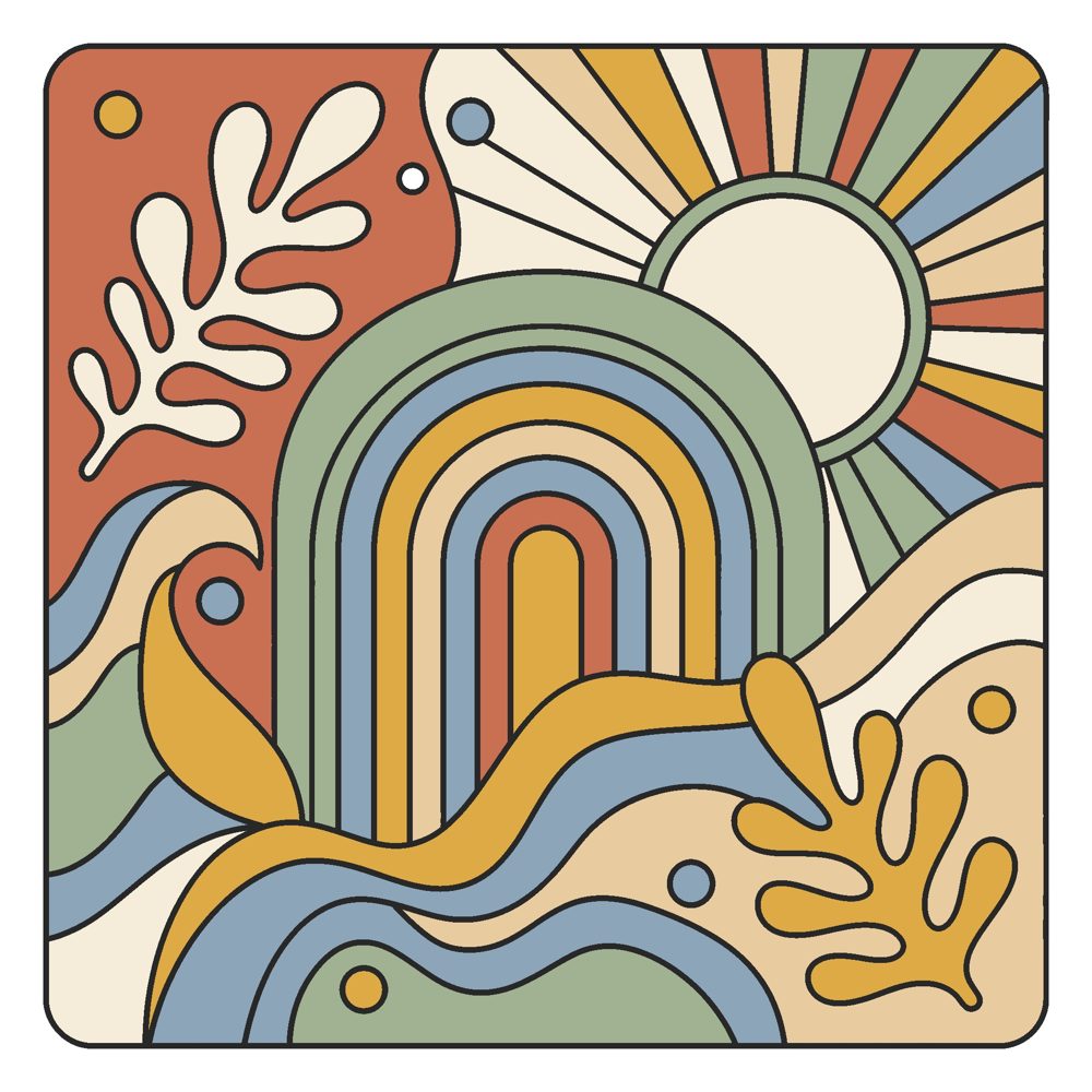 The same abstract artwork colored in earthy boho tones